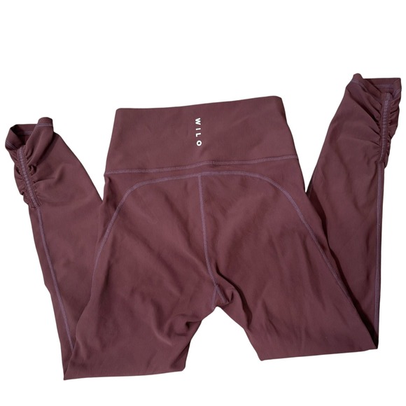 Wilo The Label Pants - WILO The Label Ribbed High Waist Ruched Ankle Leggings Dusty Rose Women's M‎